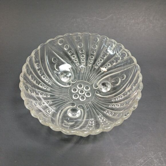 Vintage 4 5/8" Anchor Hocking Clear Boopie Pattern Footed Bowl, Bubble Pattern - Picture 2 of 10